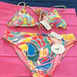 Colorful Bikini Set with Tropical Print